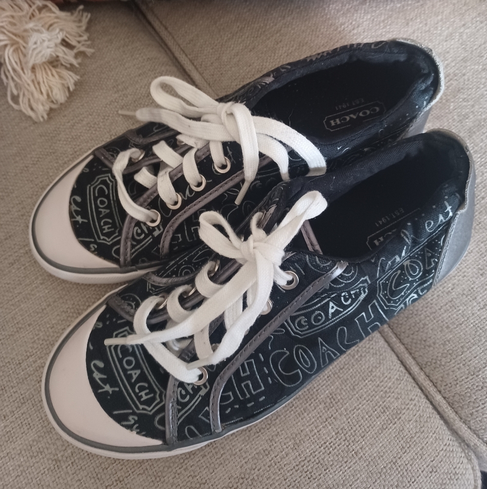 Coach Black And Silver Bandana-Print Low Top Sneakers - Picture 2 of 8